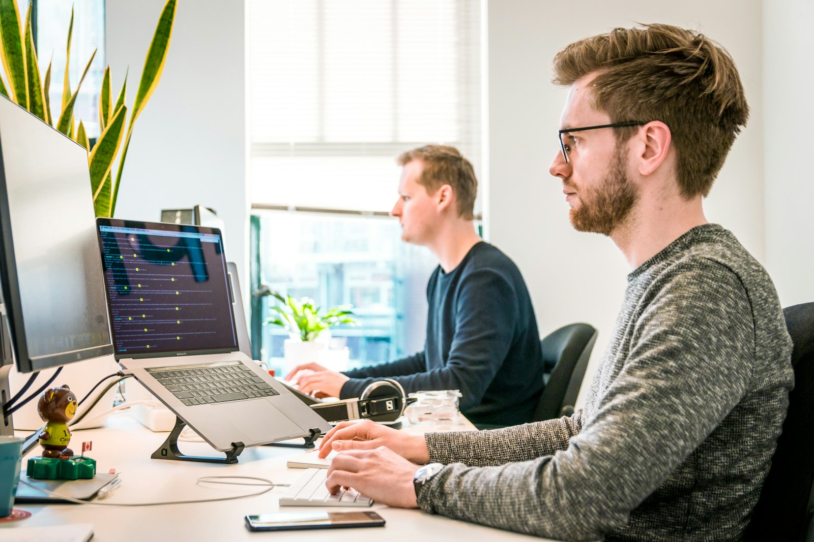 IT engineers working at a support desk